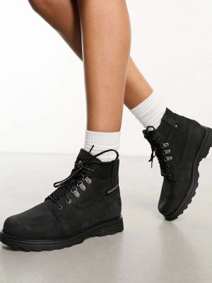 Флисовые кожаные ботинки на шнуровке Cat Footwear черные