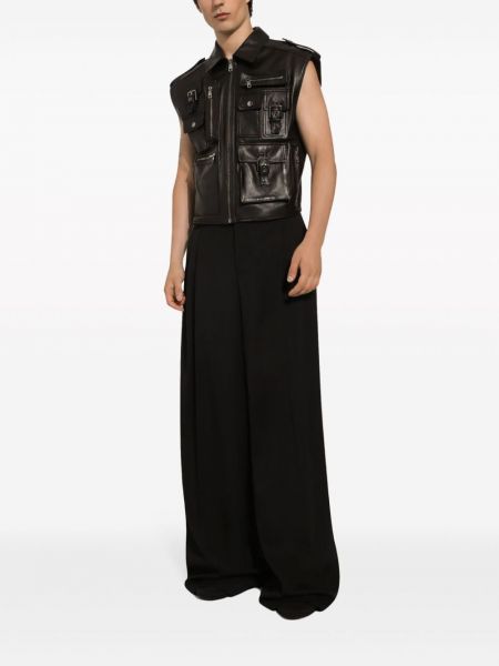 Vlněné kalhoty relaxed fit Dolce & Gabbana černé