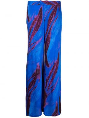 Παντελόνι με σχέδιο με αφηρημένο print σε φαρδιά γραμμή Louisa Ballou μπλε
