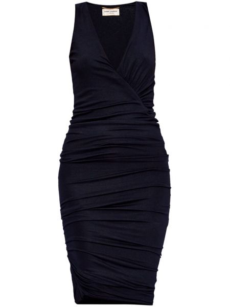 Koktel haljina s v-izrezom Saint Laurent crna