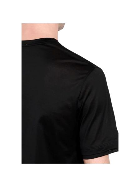 Camisa de algodón de cuello redondo Paolo Pecora negro