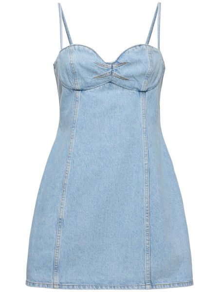 Bombažna mini obleka Magda Butrym modra