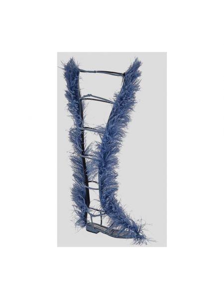 Sandalias con plumas de algodón de plumas Sergio Rossi azul