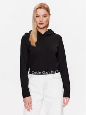 Bluza dresowa z nadrukiem Calvin Klein Jeans czarna