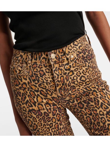 Leopardimustriga mustriline kõrge vöökohaga alt laienevad teksapüksid 7 For All Mankind