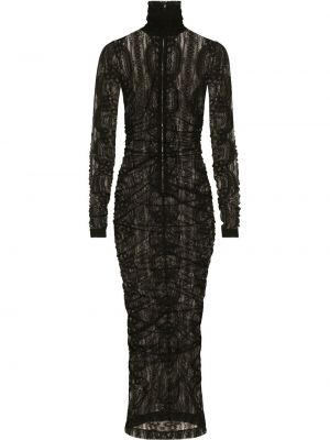 Mežģīņu caurspīdīgs kleita Dolce & Gabbana melns
