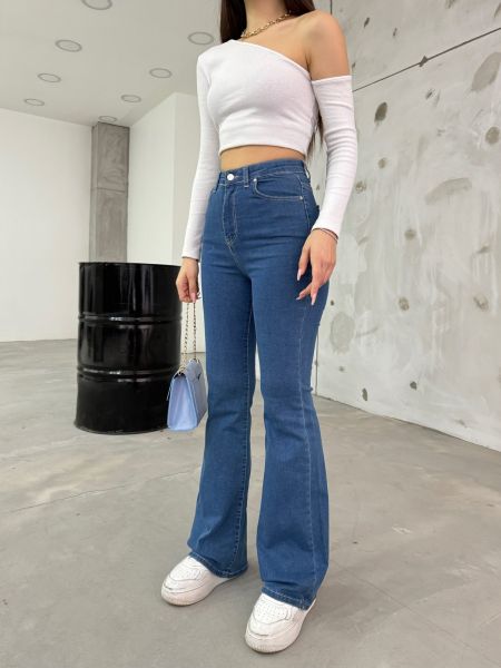 Bootcut džínsy s vysokým pásom Bi̇keli̇fe modrá