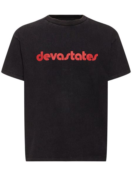 Camiseta de algodón con estampado Deva States negro
