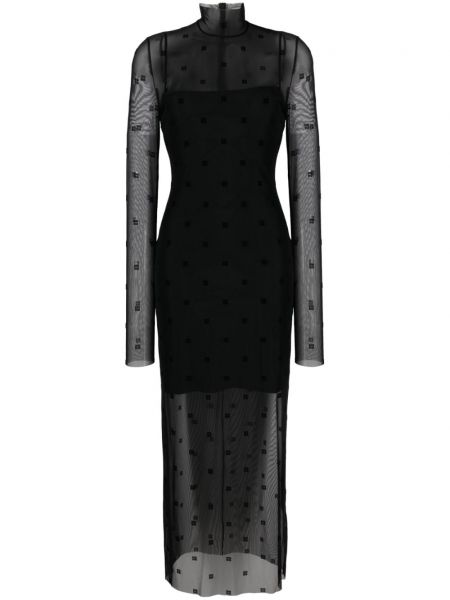 Dolga obleka iz tila Givenchy črna