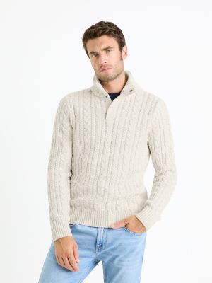 Dzianinowy sweter Celio biały