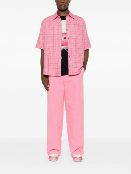 Manšestrové rovné kalhoty Acne Studios růžové