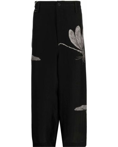 Pantalones de flores con estampado Yohji Yamamoto negro