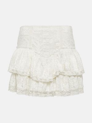 Кружевная юбка мини Loveshackfancy белая