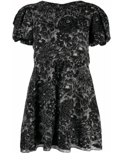 Mini vestido de tejido jacquard Saint Laurent negro