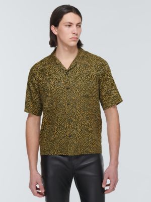 Košeľa s potlačou s leopardím vzorom Saint Laurent čierna
