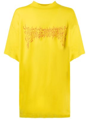 Medvilninis marškinėliai Balenciaga geltona