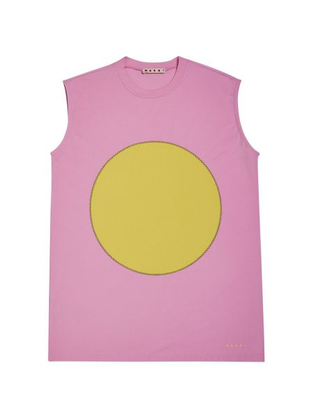 Jersey bomull brodert dress for jenter Marni Junior rosa