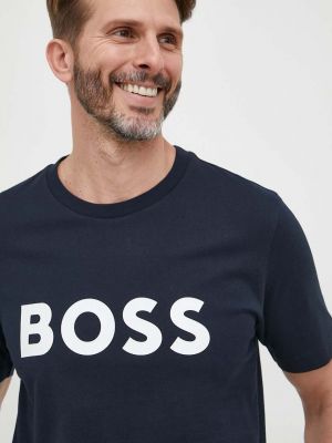 Памучна тениска с дълъг ръкав с принт Boss
