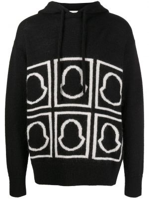 Strick hoodie Moncler schwarz