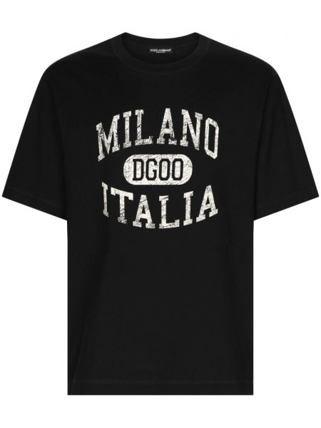 Raštuotas medvilninis marškinėliai Dolce & Gabbana juoda