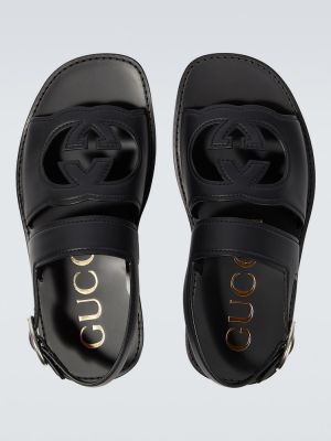 Кожени сандали Gucci черно