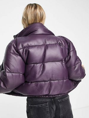 Дутая куртка из искусственной кожи Jjxx фиолетовая