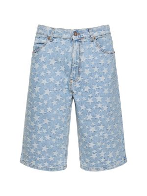 Geflochtene jacquard jeans shorts Erl blau