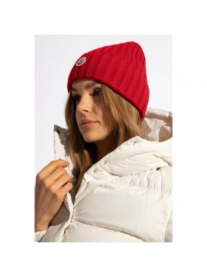 Cappello di lana di lana in maglia Moncler rosso