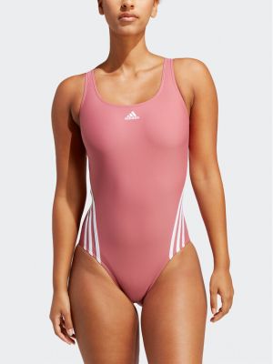Prugasti kupaći kostim Adidas ružičasta