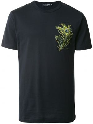 Camiseta con plumas de plumas Dolce & Gabbana negro