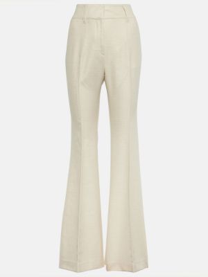 Hedvábné vlněné kalhoty s vysokým pasem Gabriela Hearst bílé