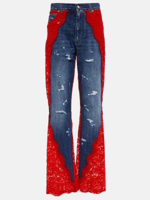 Čipkované džínsy s rovným strihom s vysokým pásom Dolce&gabbana