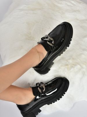 Δερμάτινα σκαρπίνια oxford από λουστρίνι Fox Shoes μαύρο