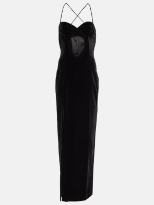 Sametové dlouhé šaty Alessandra Rich černé