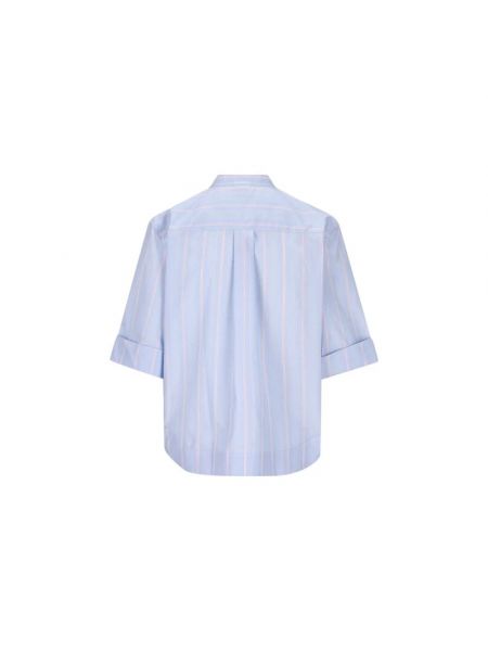 Camisa de algodón a rayas manga corta Fay azul