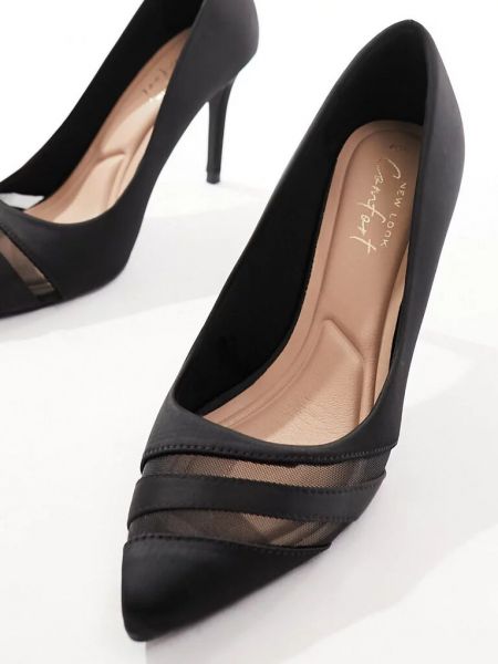 Атласные туфли с сеткой New Look черные