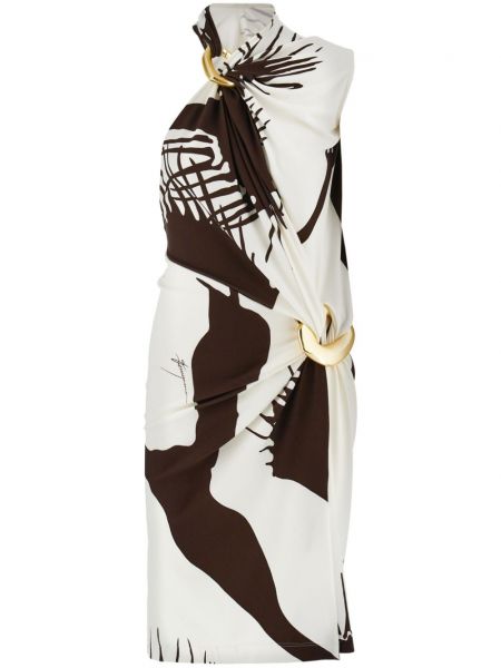 Коктейлна рокля с принт от джърси с абстрактен десен Ferragamo