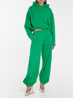 Bavlnené fleecové teplákové nohavice The Attico zelená