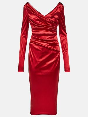 Satynowa sukienka midi Dolce&gabbana czerwona