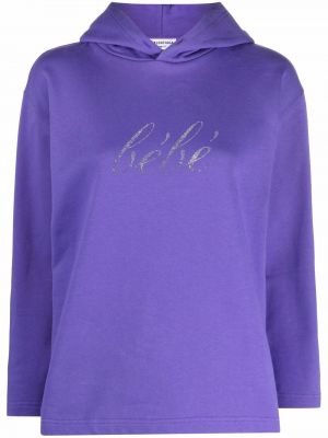 Bluza z kapturem bawełniana z kryształkami Balenciaga fioletowa