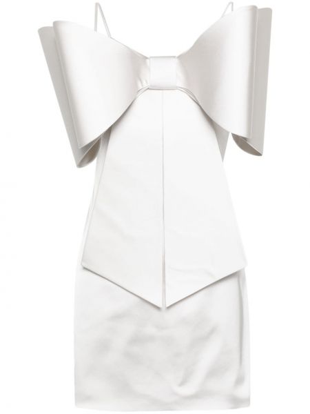 Коктейлна рокля с панделка Mach & Mach бяло