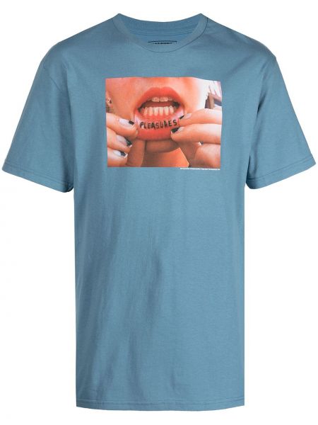 Camiseta con estampado Pleasures azul
