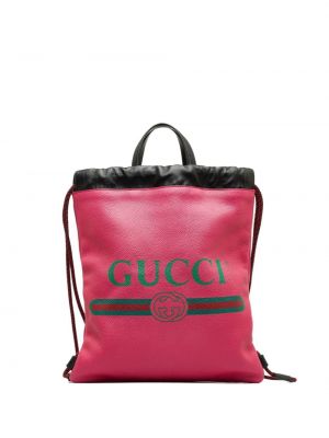 Kožni ruksak s printom Gucci Pre-owned ružičasta