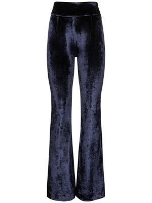 Aksamitne spodnie z wysoką talią Galvan niebieskie