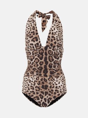 Jednodielne plavky s leopardím vzorom Dolce&gabbana hnedá