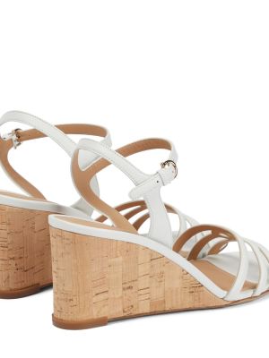 Sandale din piele cu pană Ferragamo alb
