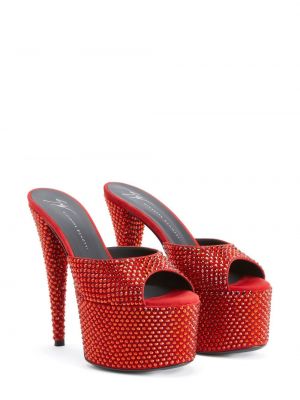 Sandały z kryształkami Giuseppe Zanotti czerwone
