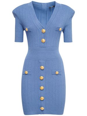 Mini šaty na gombíky s výstrihom do v Balmain modrá
