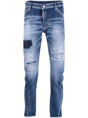 Jean droit effet usé Dsquared2 bleu