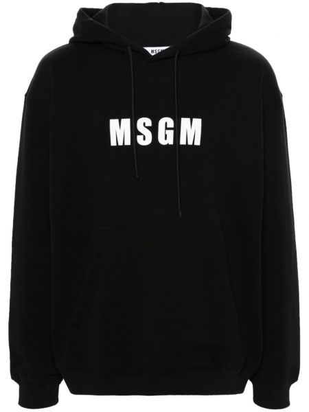 Kokvilnas kapučdžemperis ar apdruku Msgm melns